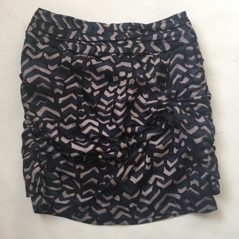 Rouched Silk Mini Skirt